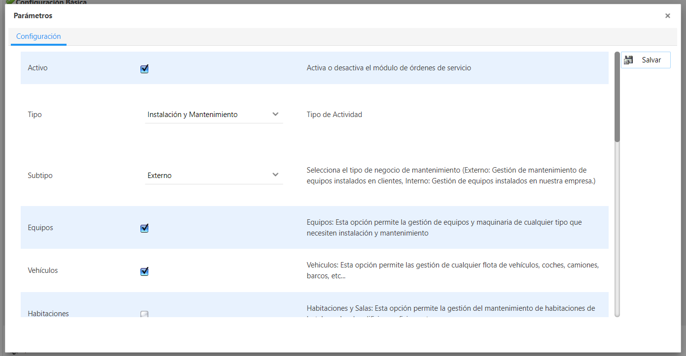 Mantenimiento Preventivo - configuración