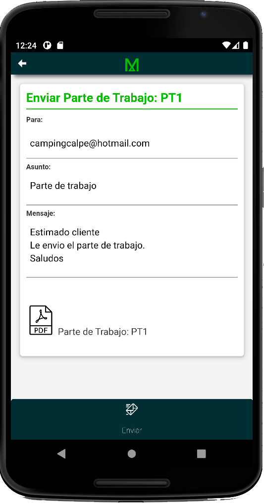 Enviar Parte de Trabajo por email